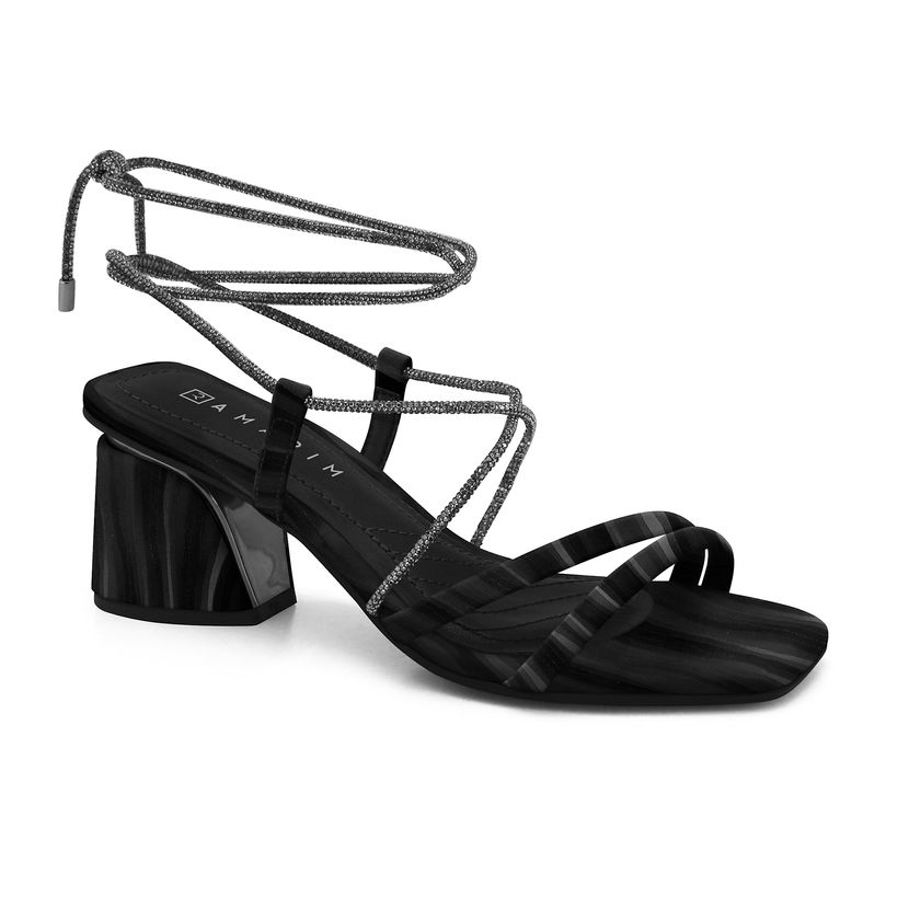 Sandália Dafiti Shoes Amarração Strass Nude - Compre Agora